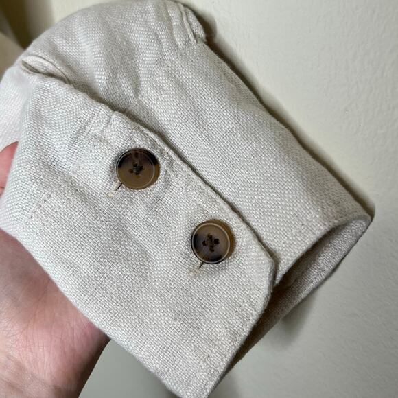 Nicole Miller 100% Linen Shacket Medium Jacket Cream Woven Coastal Chic Relaxed - Picture 5 of 7